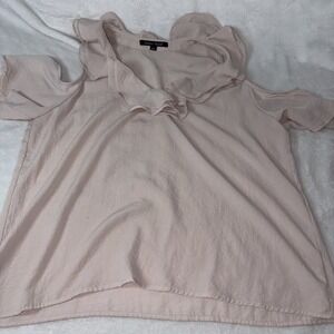 Sweet Rain Blush‎ Pink  Large Cold Shoulder Top Boho Fairy Feminine Preppy Chic